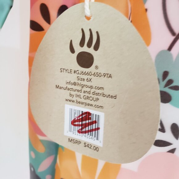 BearPaw Hooded Rain Jacket Zip-Front Size 6X Multi-Color Floral Lightweight - Picture 4 of 7